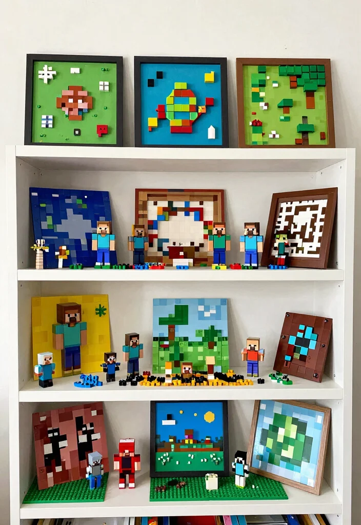 30 Minecraft Bedroom Ideas for Creative Gamers 19. DIY Minecraft Shelf Decor 0