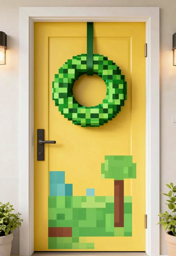 30 Minecraft Bedroom Ideas for Creative Gamers 20. Minecraft Door Decorations 0