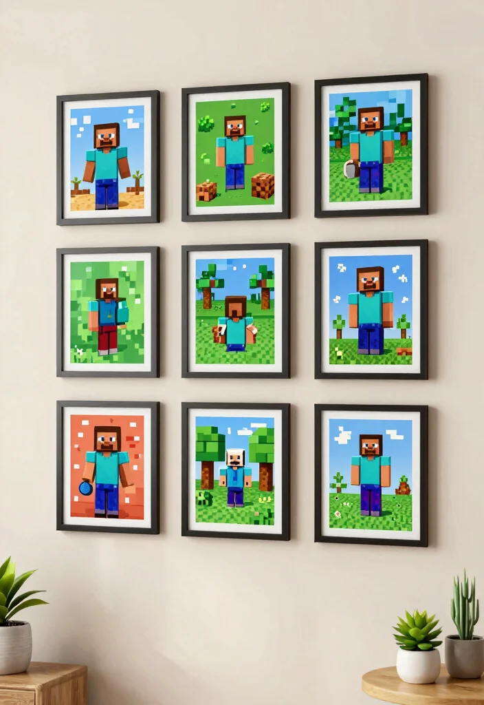 30 Minecraft Bedroom Ideas for Creative Gamers 23. Themed Puzzle Art 0