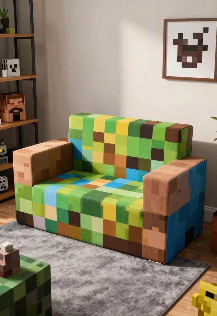 30 Minecraft Bedroom Ideas for Creative Gamers 25. Minecraft Crafting Table Couch 0