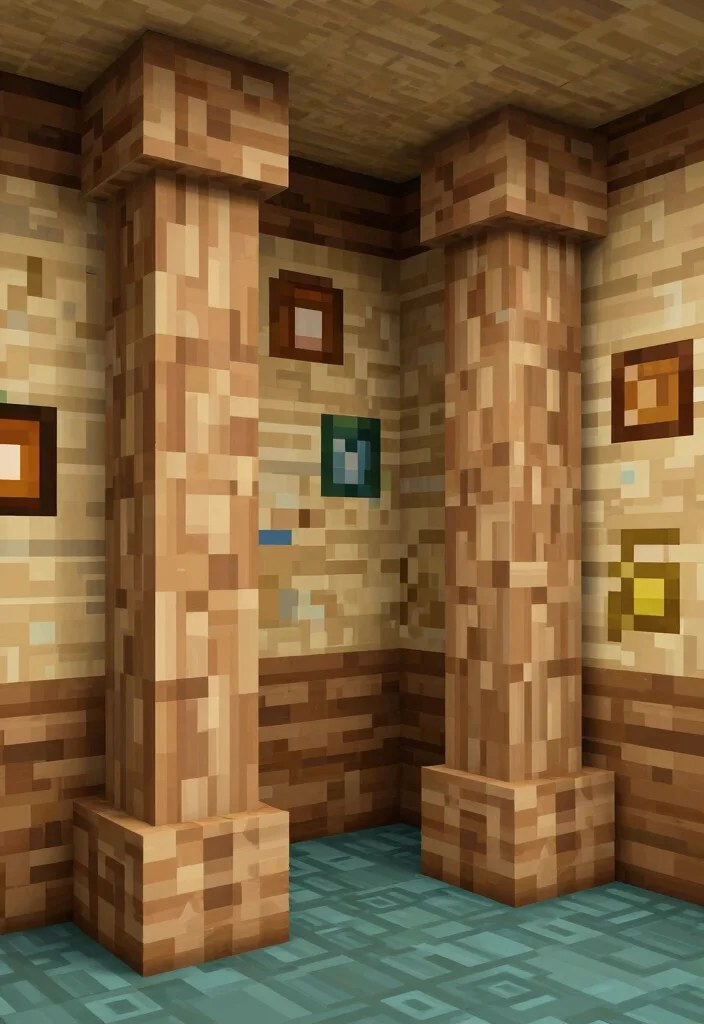 30 Minecraft Bedroom Ideas for Creative Gamers 26. Blocky Pillars and Columns 0