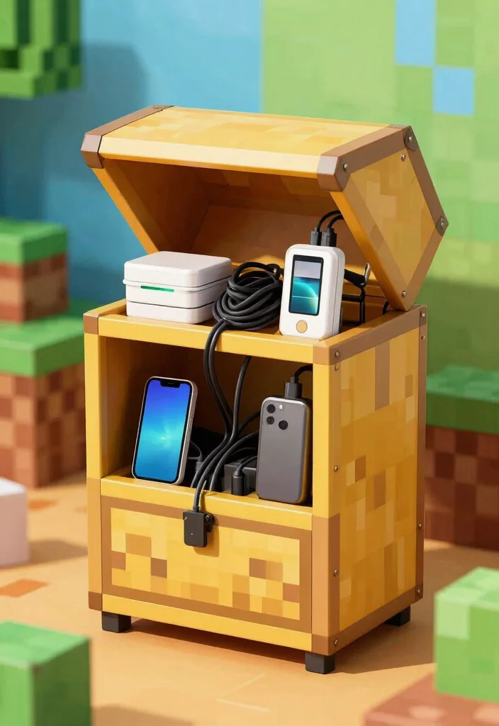 30 Minecraft Bedroom Ideas for Creative Gamers 27. Minecraft Mobile Charging Station 0