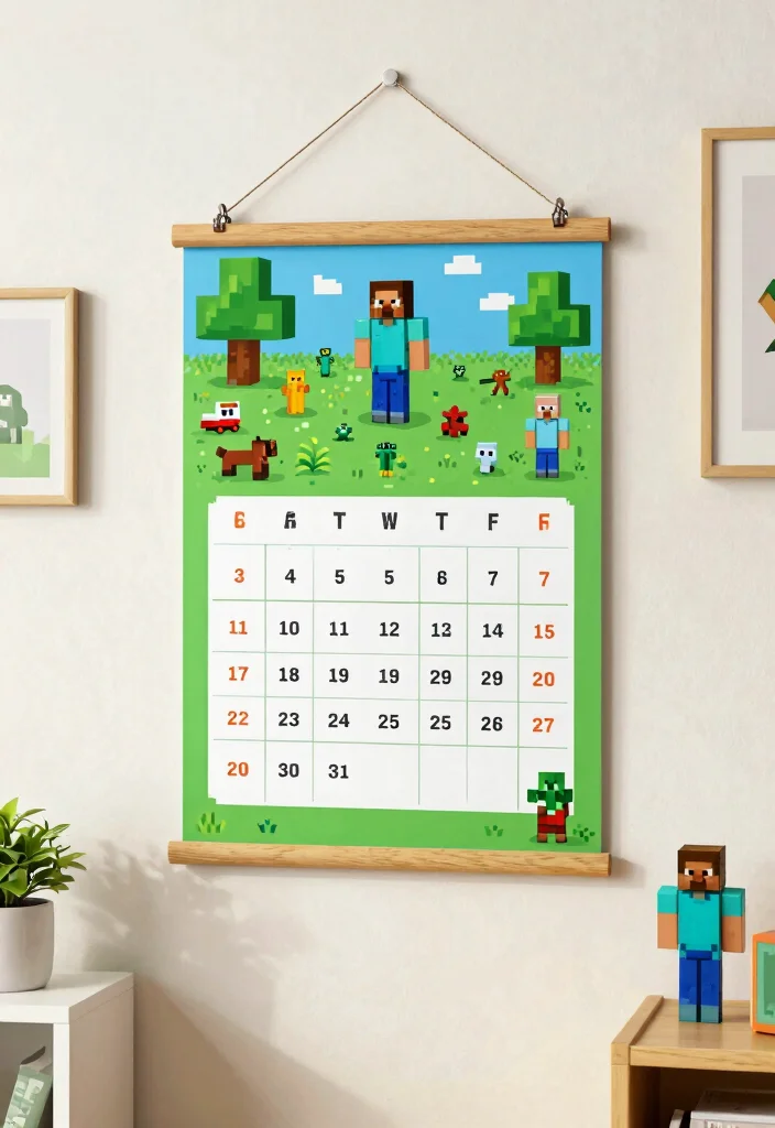 30 Minecraft Bedroom Ideas for Creative Gamers 29. Minecraft Themed Calendar 0