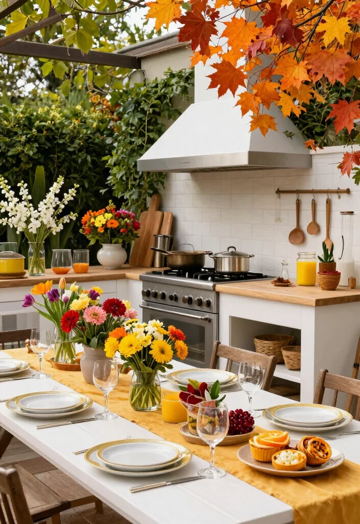 30 Outdoor Kitchen Ideas to Level Up Your Backyard 15. Seasonal Decor 0