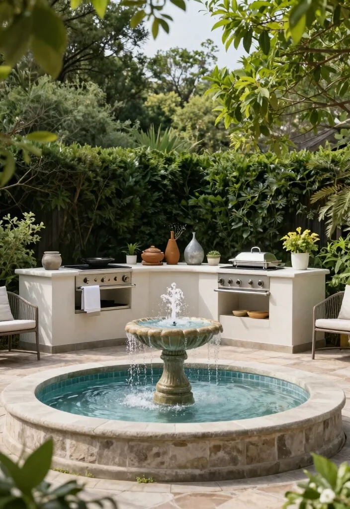 30 Outdoor Kitchen Ideas to Level Up Your Backyard 18. Incorporating Water Features 0