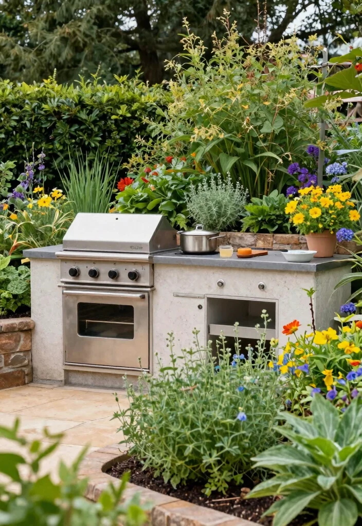 30 Outdoor Kitchen Ideas to Level Up Your Backyard 21. Incorporating Local Flora 0