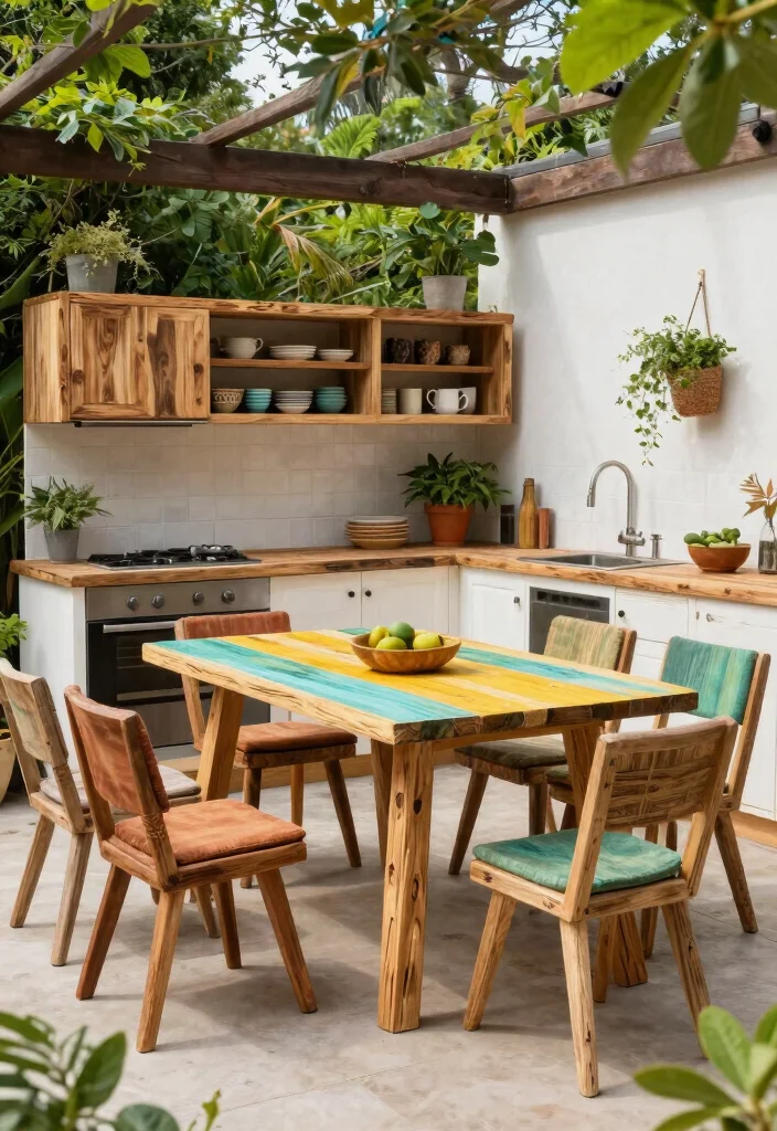 30 Outdoor Kitchen Ideas to Level Up Your Backyard 22. Outdoor Furniture Made from Recycled Materials 0