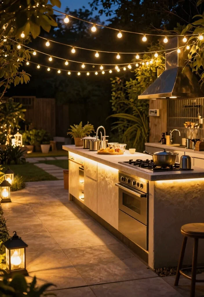 30 Outdoor Kitchen Ideas to Level Up Your Backyard 8. Outdoor Lighting Solutions 0