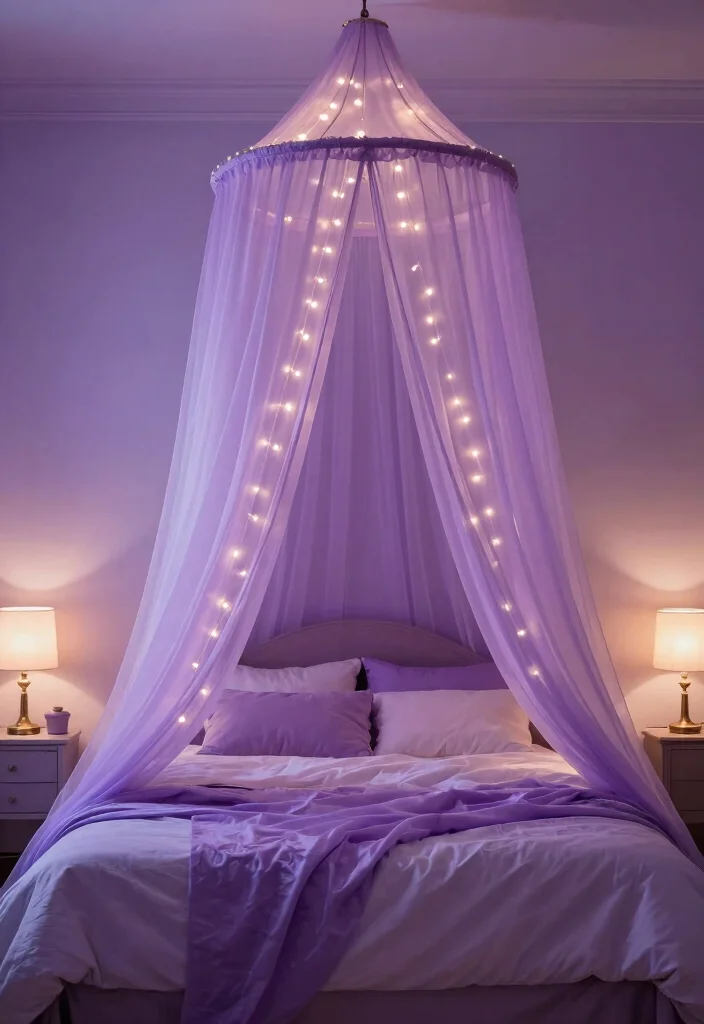 30 Purple Bedroom Ideas That Feel Royal and Relaxing 55 30 Purple Bedroom Ideas That Feel Royal and Relaxing 15. Whimsical Purple Canopy 0