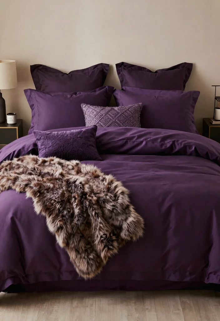30 Purple Bedroom Ideas That Feel Royal and Relaxing 2 30 Purple Bedroom Ideas That Feel Royal and Relaxing 2. Plush Purple Bedding 0