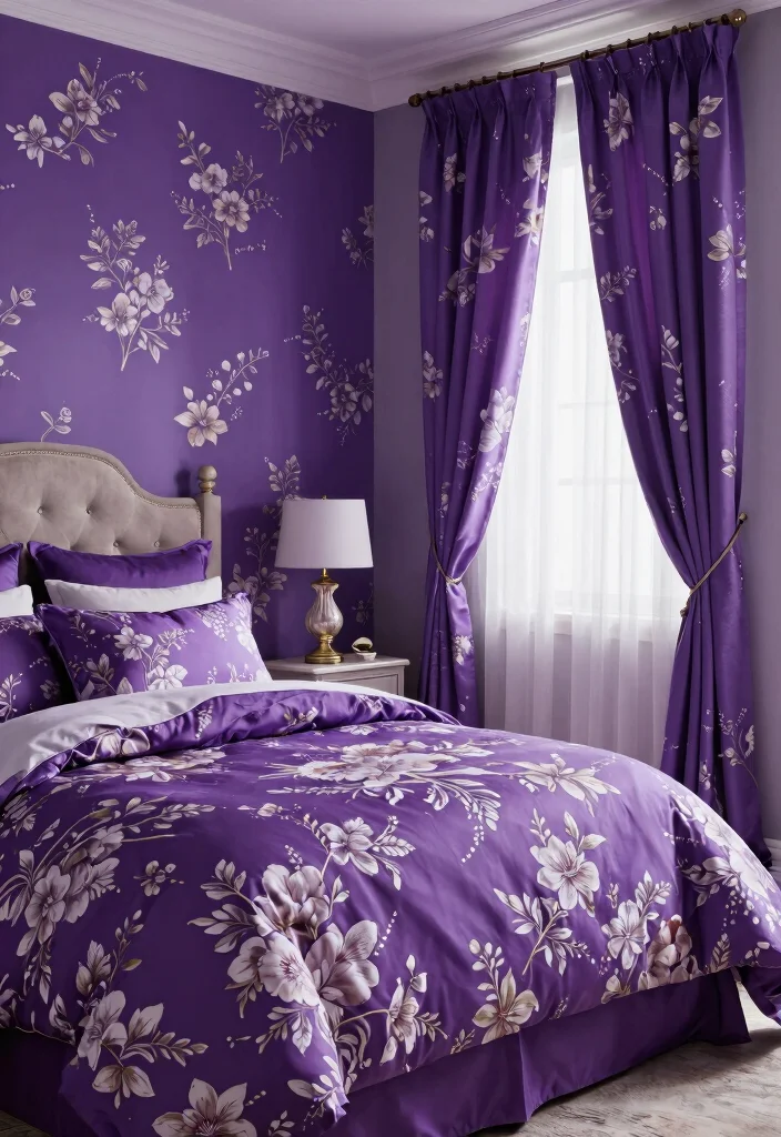 30 Purple Bedroom Ideas That Feel Royal and Relaxing 61 30 Purple Bedroom Ideas That Feel Royal and Relaxing 21. Purple Floral Patterns 0