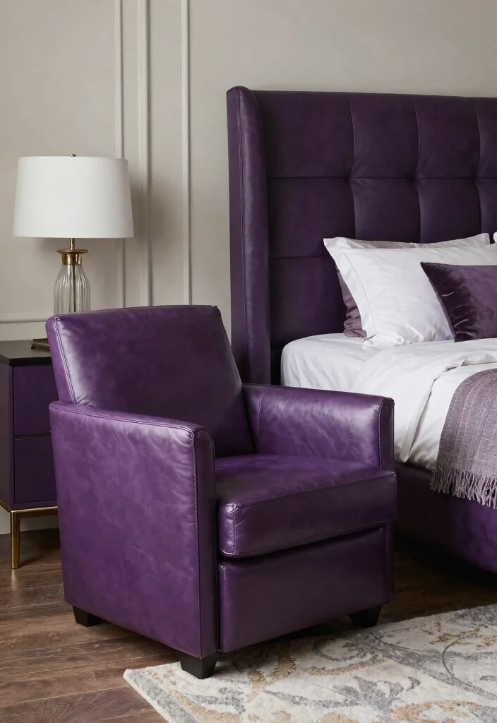 30 Purple Bedroom Ideas That Feel Royal and Relaxing 62 30 Purple Bedroom Ideas That Feel Royal and Relaxing 22. Purple Leather Accents 0