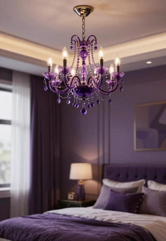 30 Purple Bedroom Ideas That Feel Royal and Relaxing 75 30 Purple Bedroom Ideas That Feel Royal and Relaxing 25. Elegant Purple Chandeliers 0