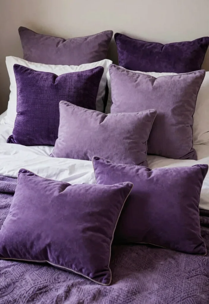 30 Purple Bedroom Ideas That Feel Royal and Relaxing 18 30 Purple Bedroom Ideas That Feel Royal and Relaxing 8. Cozy Purple Throw Pillows 0