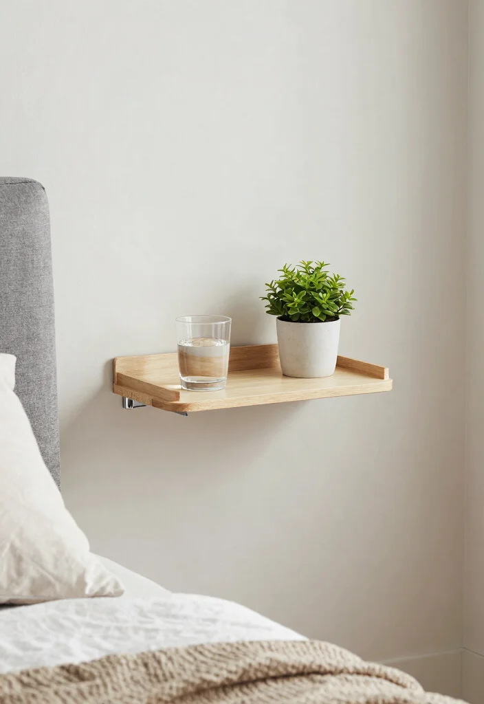 30 Small Couple Bedroom Ideas That Feel Cozy and Romantic 20. A Floating Bedside Shelf 0