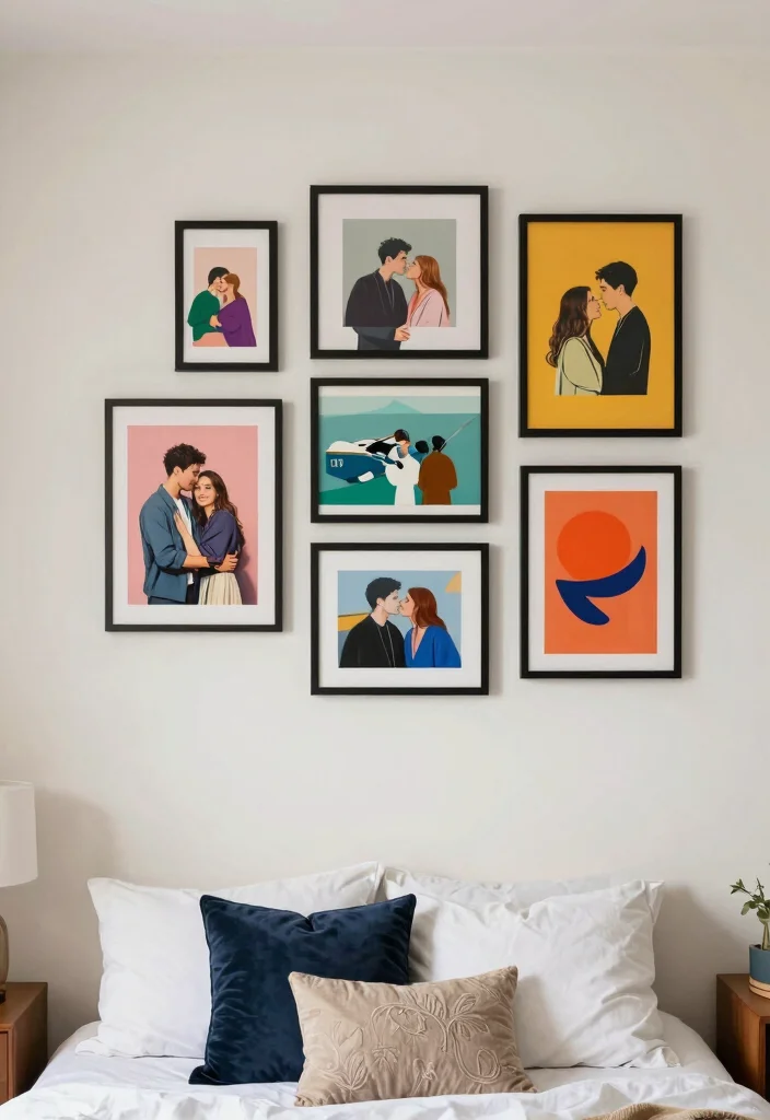 30 Small Couple Bedroom Ideas That Feel Cozy and Romantic 25. Creative Wall Art 0