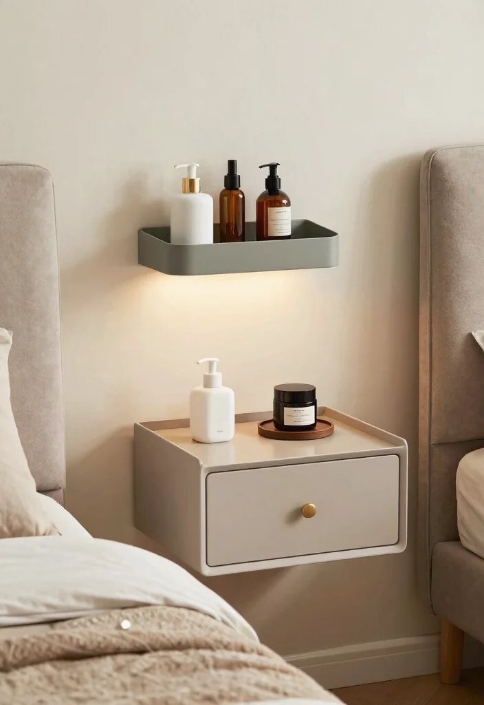 30 Small Couple Bedroom Ideas That Feel Cozy and Romantic 28. Wall mounted Nightstands 0