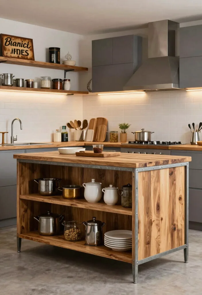 30 Small Kitchen Ideas with Islands That Work Beautifully 16. Industrial Style Islands for a Trendy Look 0