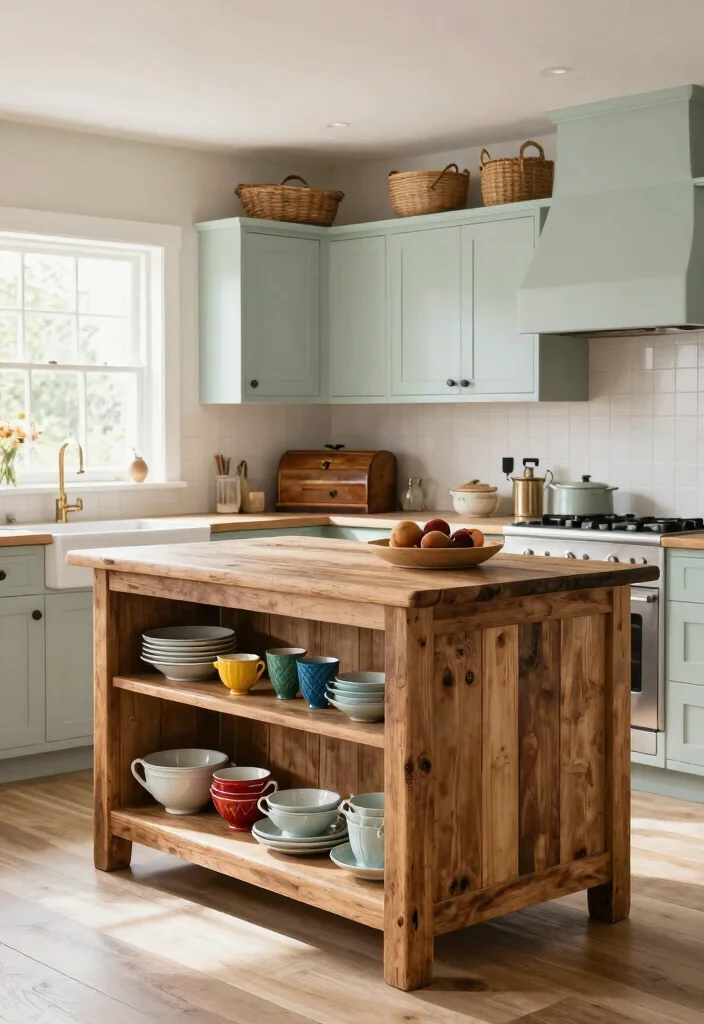 30 Small Kitchen Ideas with Islands That Work Beautifully 2. Vintage Charm with a Farmhouse Island 0