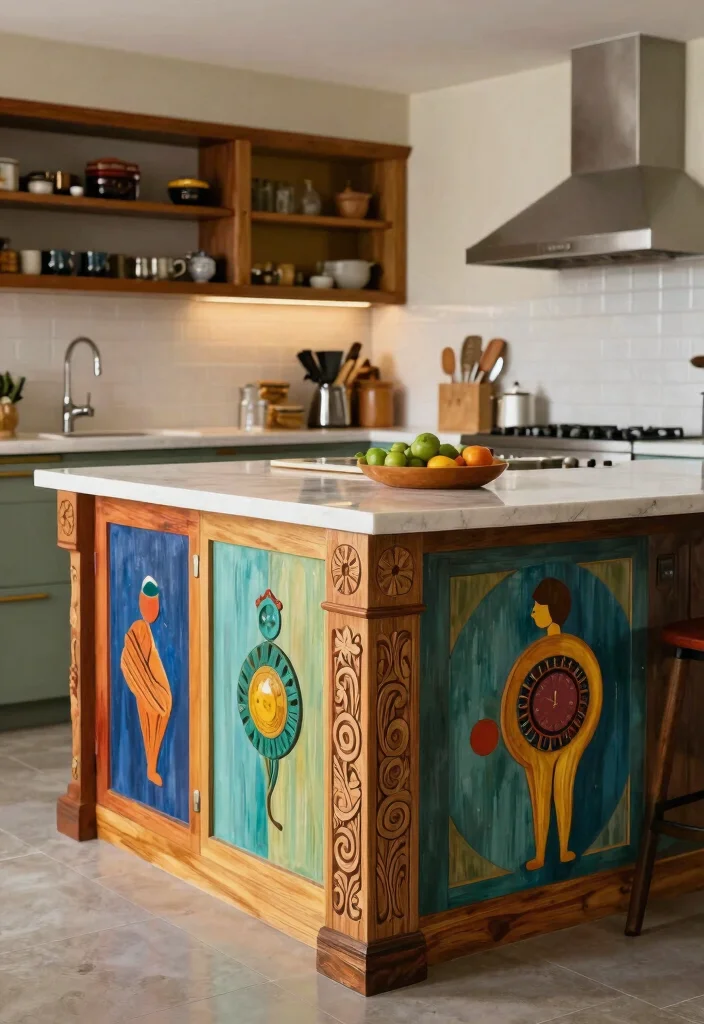 30 Small Kitchen Ideas with Islands That Work Beautifully 29. Artistic Elements in Island Design 0