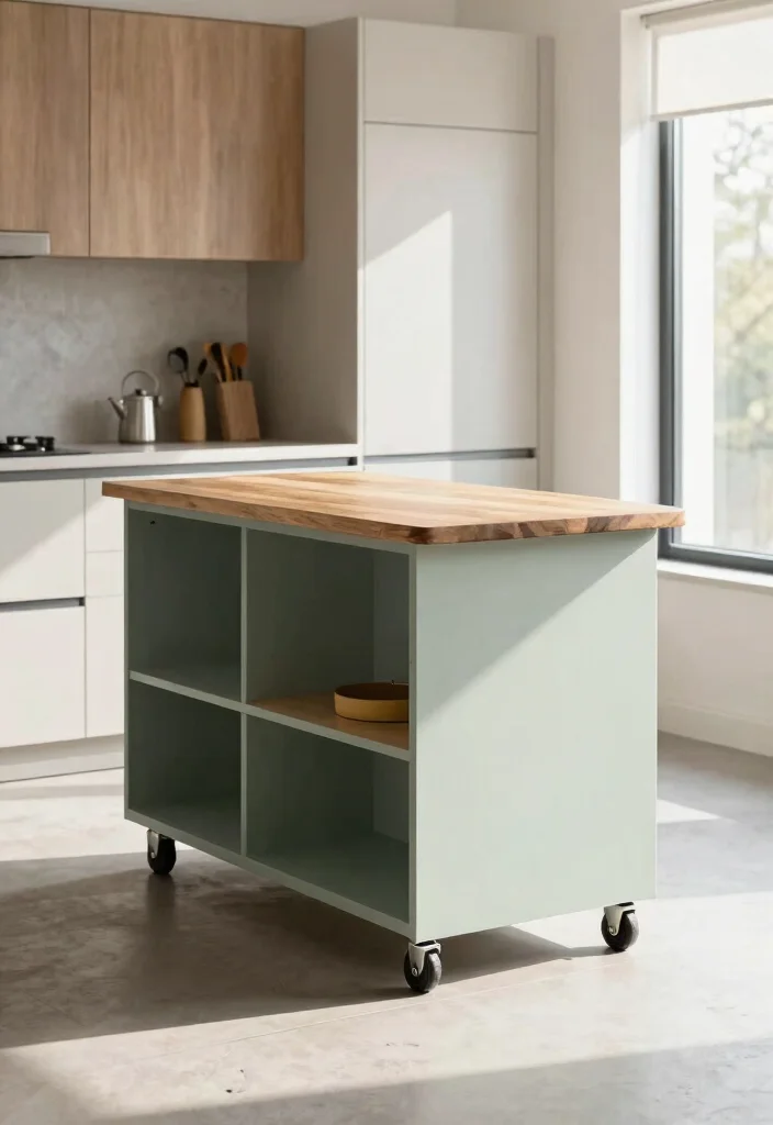 30 Small Kitchen Ideas with Islands That Work Beautifully 6. Portable Islands for Versatile Spaces 0