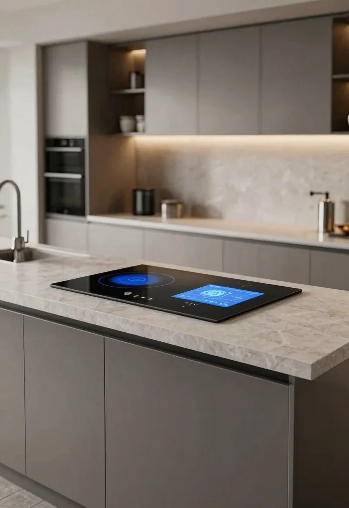 30 Small Kitchen Ideas with Islands That Work Beautifully 8. Smart Technology Islands for the Modern Chef 0