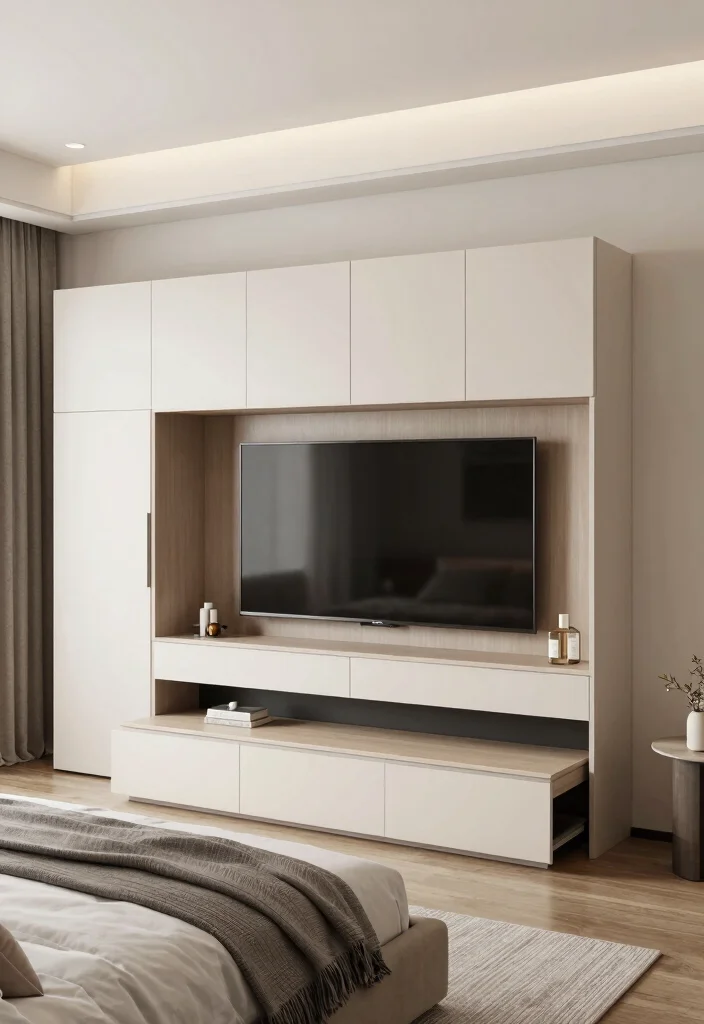 30 TV in Bedroom Ideas That Balance Comfort and Style 10. Under the Bed TV Storage 0