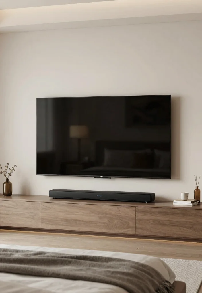 30 TV in Bedroom Ideas That Balance Comfort and Style 11. Integrated Sound System 0