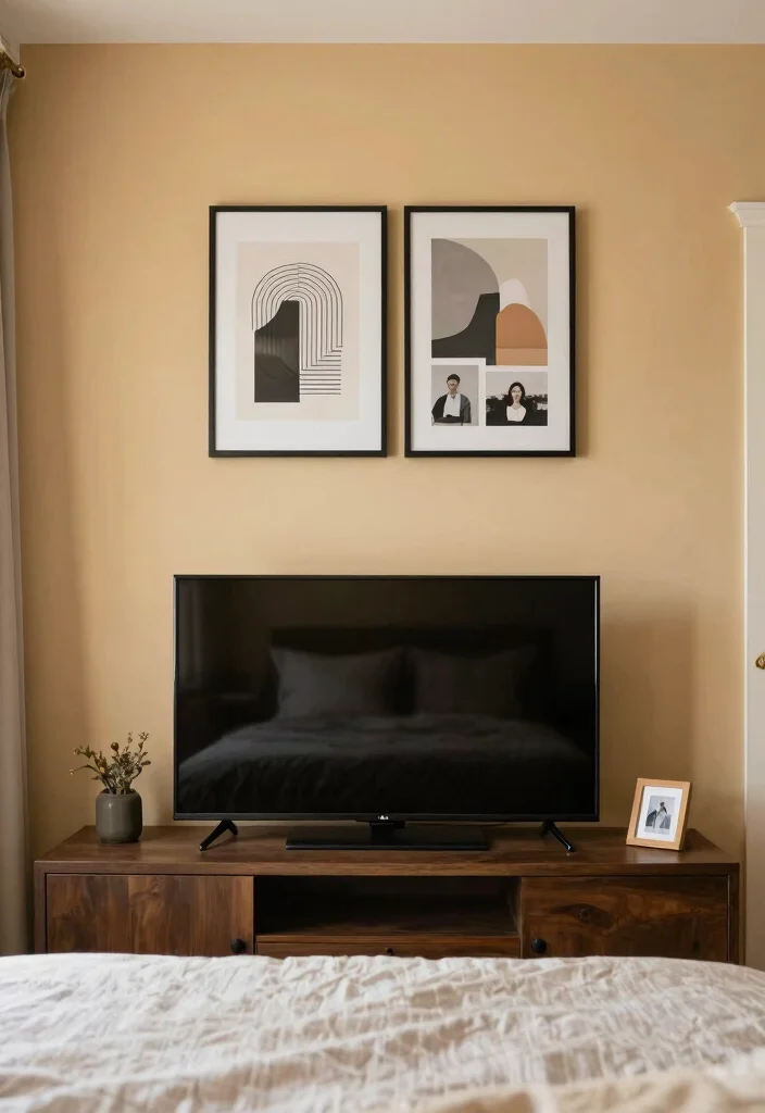 30 TV in Bedroom Ideas That Balance Comfort and Style 16. TV with a Personal Touch 0