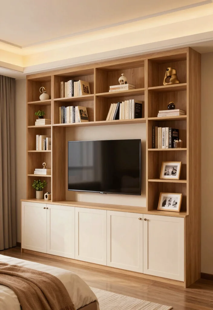 30 TV in Bedroom Ideas That Balance Comfort and Style 4. Built in Entertainment Center 0