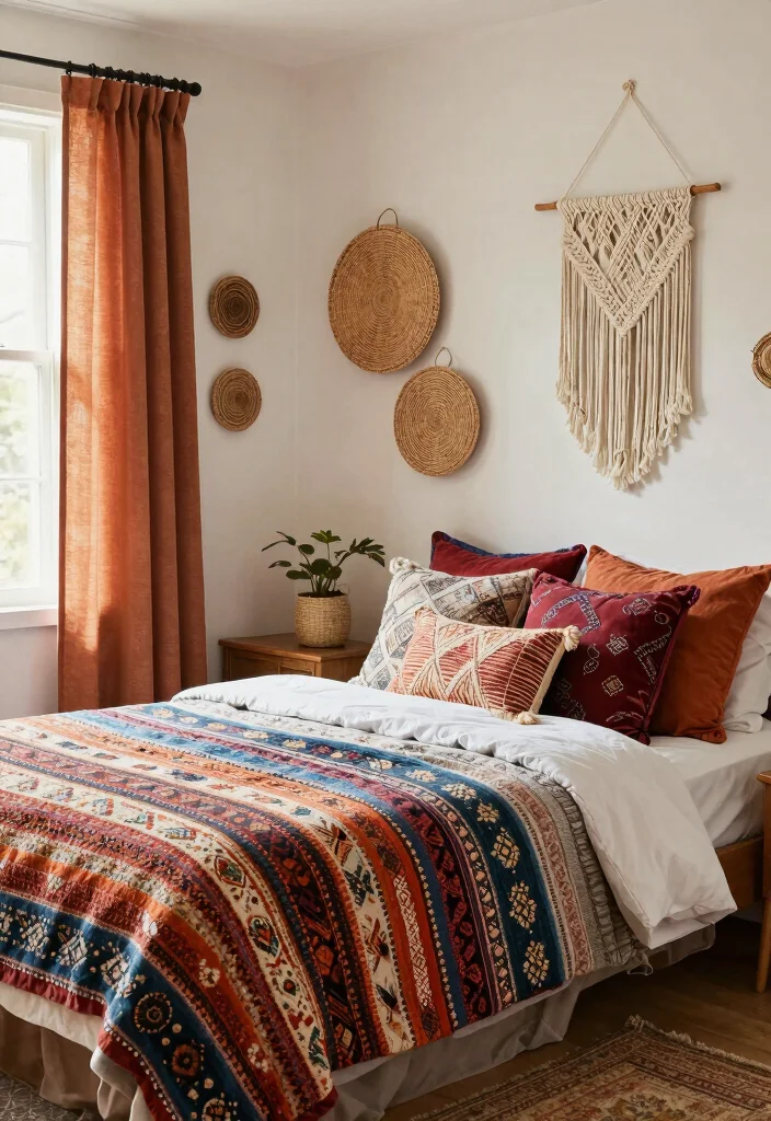 30 Teenage Bedroom Ideas That Are Trendy and Fun 14. Bohemian Textiles 0