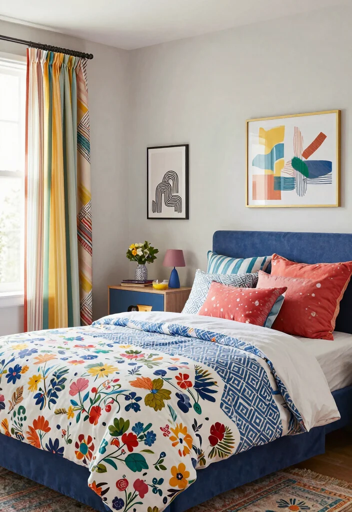 30 Teenage Bedroom Ideas That Are Trendy and Fun 17. Mixed Patterns 0