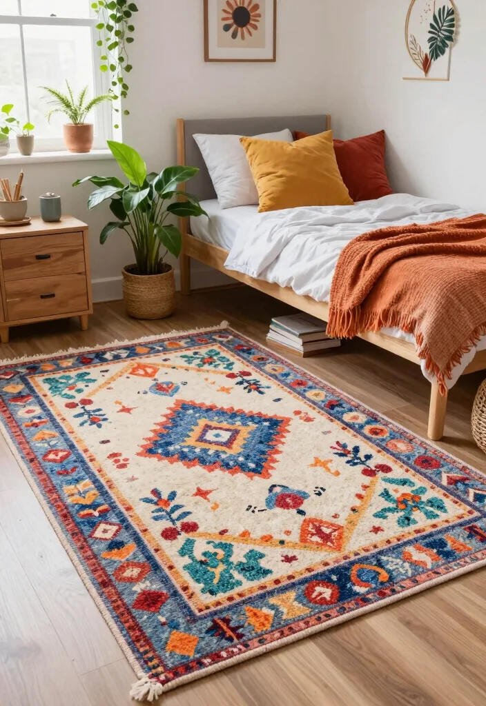 30 Teenage Bedroom Ideas That Are Trendy and Fun 9. Fun Area Rugs 0