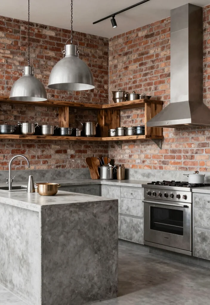 30 U Shaped Kitchen Ideas for Smart Layout and Flow 5. Chic Industrial Style 0