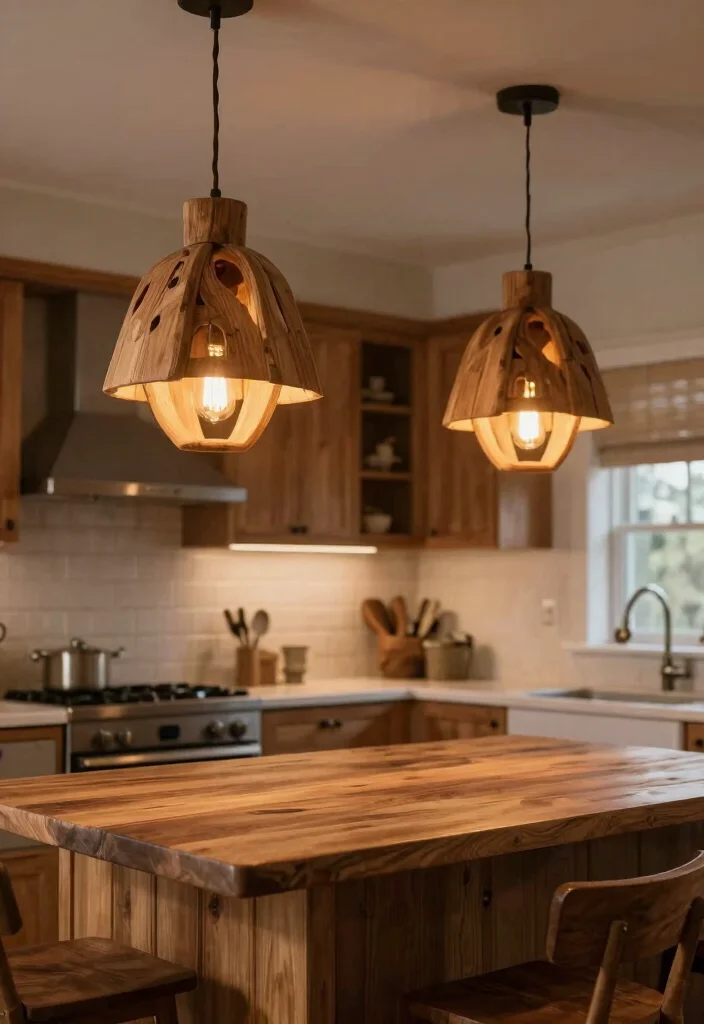 30 Wood Kitchen Ideas That Add Warmth and Texture 42 30 Wood Kitchen Ideas That Add Warmth and Texture 12. Wooden Lighting Fixtures 0
