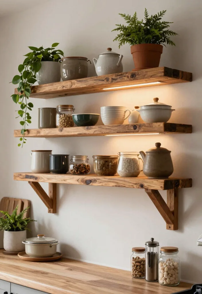 30 Wood Kitchen Ideas That Add Warmth and Texture 28 30 Wood Kitchen Ideas That Add Warmth and Texture 8. Rustic Wooden Shelves 0